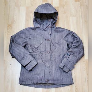 Columbia Titanium Omnitech Brown Striped Ski/Snowboard Jacket Women's Sz S Nylon